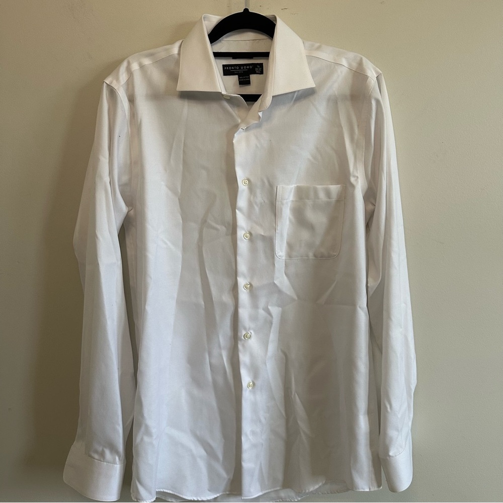 Pronto Uomo Crisp White Dress Shirt (100% cotton)